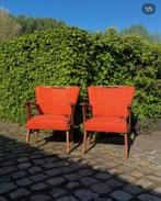 Set van 2 vintage armstoelen (geherstoffeed), Tuin en Terras, Tuinstoelen, Ophalen, Zo goed als nieuw