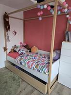 Gero wonen, natuur hout eenpersoonsbed, Huis en Inrichting, Slaapkamer | Bedden, Ophalen, 90 cm, Eenpersoons, Bruin