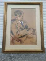 pastel ecolier signe romeo dumoulin 1918, Antiek en Kunst, Ophalen of Verzenden