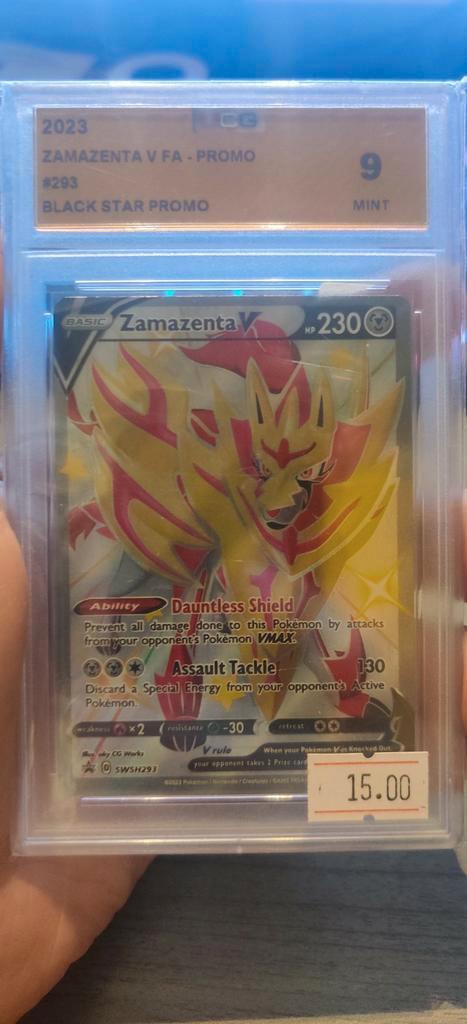 Zamazenta V FA - BLACK STAR PROMO SWSH293 UCG 9 PSA, Hobby en Vrije tijd, Verzamelkaartspellen | Pokémon, Nieuw, Losse kaart, Ophalen