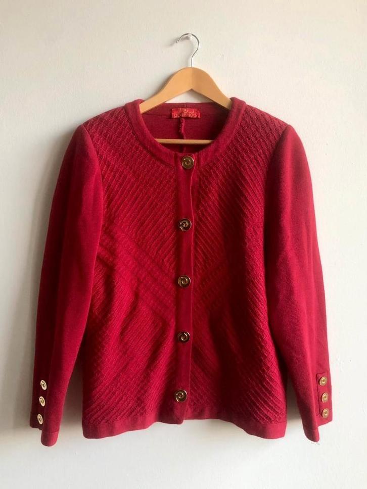 Devernois rode cardigan, Kleding | Dames, Truien en Vesten, Zo goed als nieuw, Maat 42/44 (L), Rood, Ophalen of Verzenden