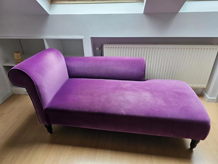Spoed! T.e.a.b. - Paarse chaise longue, Huis en Inrichting, Zetels | Zetels en Chaises Longues, Gebruikt, Eenpersoons, Minder dan 150 cm