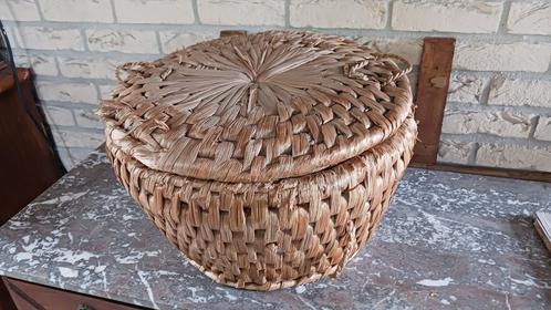 RETRO - Gevlochetn rieten mand., Huis en Inrichting, Woonaccessoires | Overige, Zo goed als nieuw, Ophalen of Verzenden