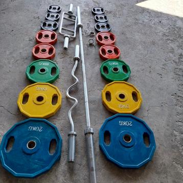 157.5 kilo gekleurde rubber grip Olympische Gewichten set  beschikbaar voor biedingen