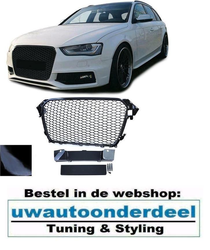 Grill Zonder Embleem Glans Zwart Honingraat Voor Audi A4 B8., Auto diversen, Tuning en Styling, Verzenden