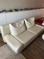 2x witte leder zetel (slaapbank), Ophalen, Gebruikt