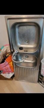 Afwasbak met kraan, Huis en Inrichting, Keuken | Keukenelementen, Ophalen, Zo goed als nieuw, Grijs, 100 tot 150 cm