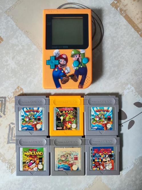Game Boy Pocket Mario & Luigi Edition met games, Games en Spelcomputers, Games | Nintendo Game Boy, Zo goed als nieuw, Ophalen of Verzenden