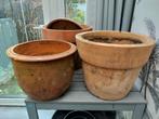 3 grote terracotta bloempotten, Ophalen, Gebruikt, Terracotta