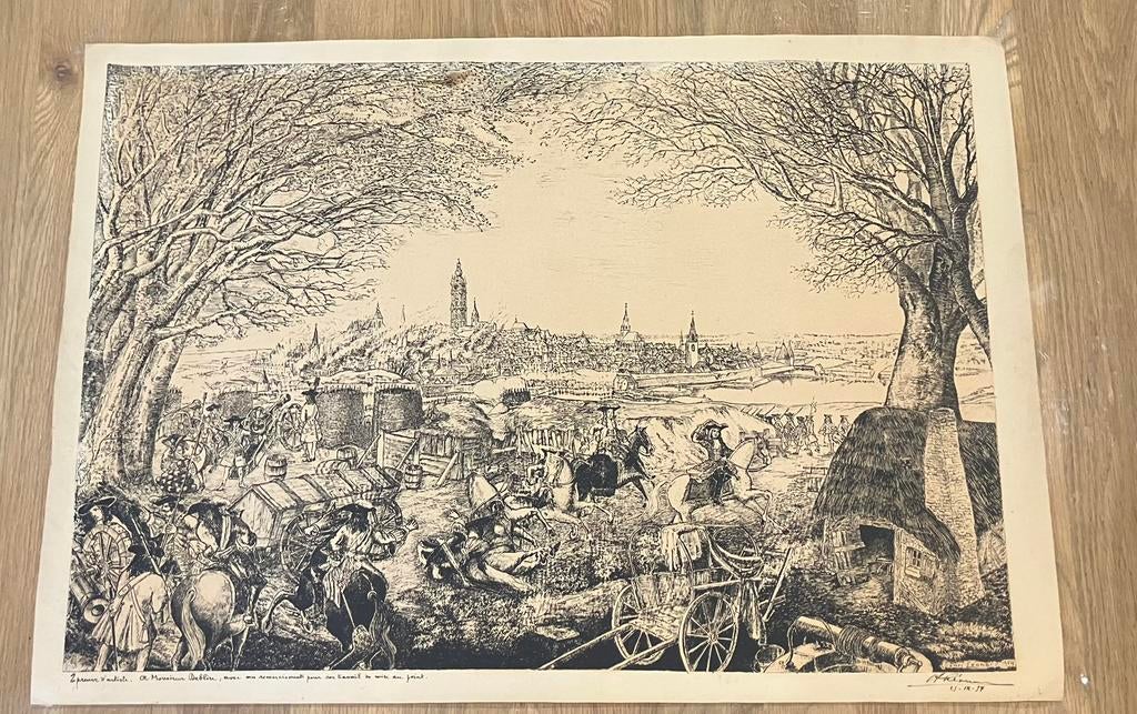 Le Siège de Mons par Louis XIV en 1691 - Henri Léonard, Ophalen of Verzenden, Zo goed als nieuw, Prent