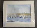 Aquarel Nieuwpoort jachthaven, Antiek en Kunst, Kunst | Schilderijen | Klassiek, Ophalen of Verzenden