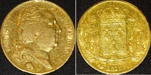 Goud - Frankrijk - 20 Francs - Louis XVIII - 1818 L, Postzegels en Munten, Munten | Europa | Niet-Euromunten, Losse munt, Frankrijk