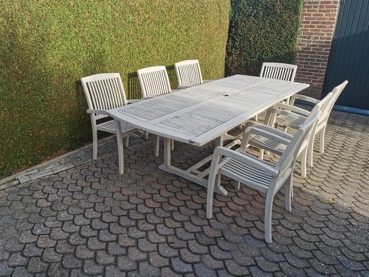 tuinset teakhout, Jardin & Terrasse, Ensembles de jardin, Utilisé, Salons de jardin, Bois de teck, Enlèvement