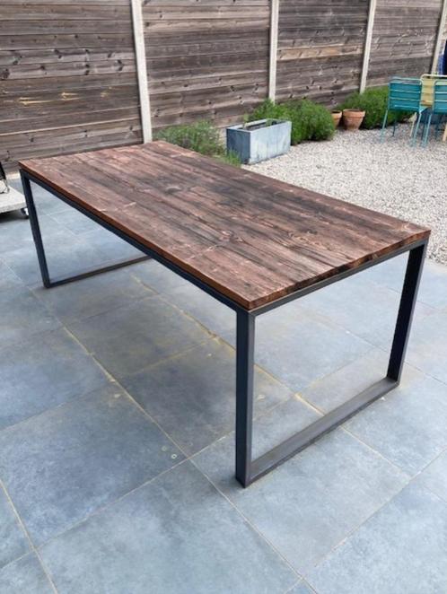 Tuintafel steigerhout met stalen frame, Tuin en Terras, Tuintafels, Gebruikt, Rechthoekig, Hout, Ophalen