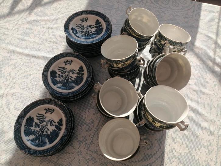 Set koffie/thee-servies 'Real Old Willow', Antiek en Kunst, Antiek | Servies compleet, Ophalen of Verzenden
