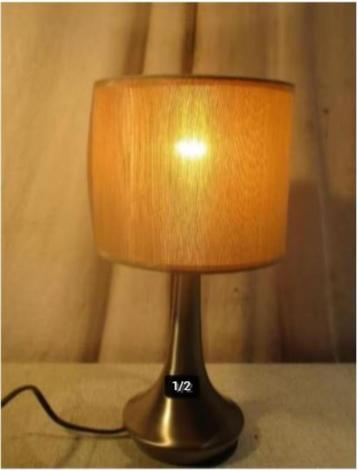 Mooie Retro Metalen Tafellamp met kap - 32cm beschikbaar voor biedingen