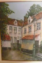 olieverfschilderij "Begijnhof Lier", Ophalen of Verzenden, Zo goed als nieuw, Schilderij