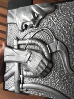 1960s vintage Kubist wandplaque wielrennen cyclist velo, Ophalen of Verzenden