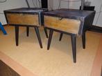 2 Nachtkastjes met industriele look, Huis en Inrichting, Ophalen, Minder dan 45 cm, Metaal of Aluminium, Zo goed als nieuw