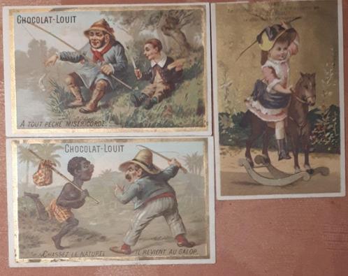 Vintage 3 VERGULDE Litho's : CHOCOLAT LOUIS / BORDEAUX rond, Antiek en Kunst, Kunst | Litho's en Zeefdrukken, Verzenden