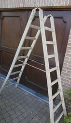 stevige houten dubbele ladder, Doe-het-zelf en Bouw, Ladders en Trappen, Ophalen, Gebruikt, Ladder, Opvouwbaar of Inschuifbaar