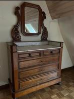 Antieke kaptafel met spiegel en marmerblad, 100 tot 150 cm, 150 tot 200 cm, Gebruikt, Hout