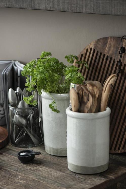 POT-KEUKENHULPHOUDER utensils ~ keramiek ~ LANDELIJK, Tuin en Terras, Bloempotten, Nieuw, Overige materialen, Binnen, Minder dan 40 cm