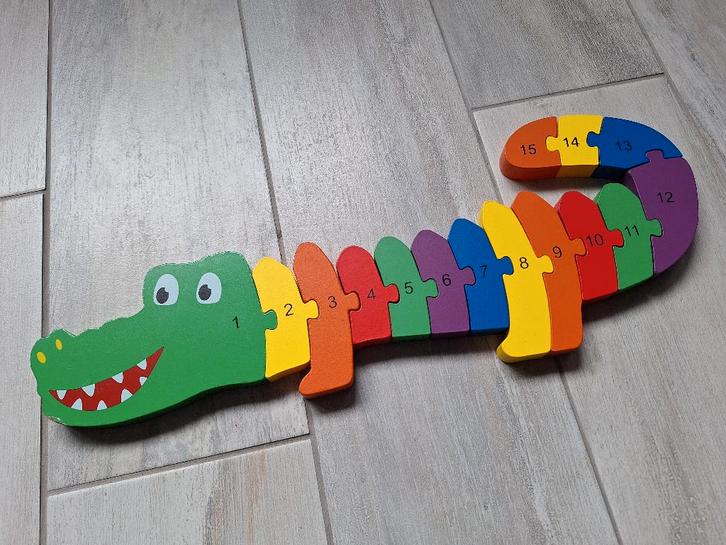 ✪ Houten puzzel krokodil, Kinderen en Baby's, Speelgoed | Kinderpuzzels, Gebruikt, Van hout, Ophalen of Verzenden