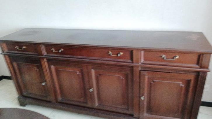 Lage buffetkast, tafel en stoelen en onderkast met 2 deuren, Huis en Inrichting, Kasten | Dressoirs, Gebruikt, Ophalen