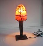 Lampe art déco ancienne, lampe de table, base en fer forgé, Envoi