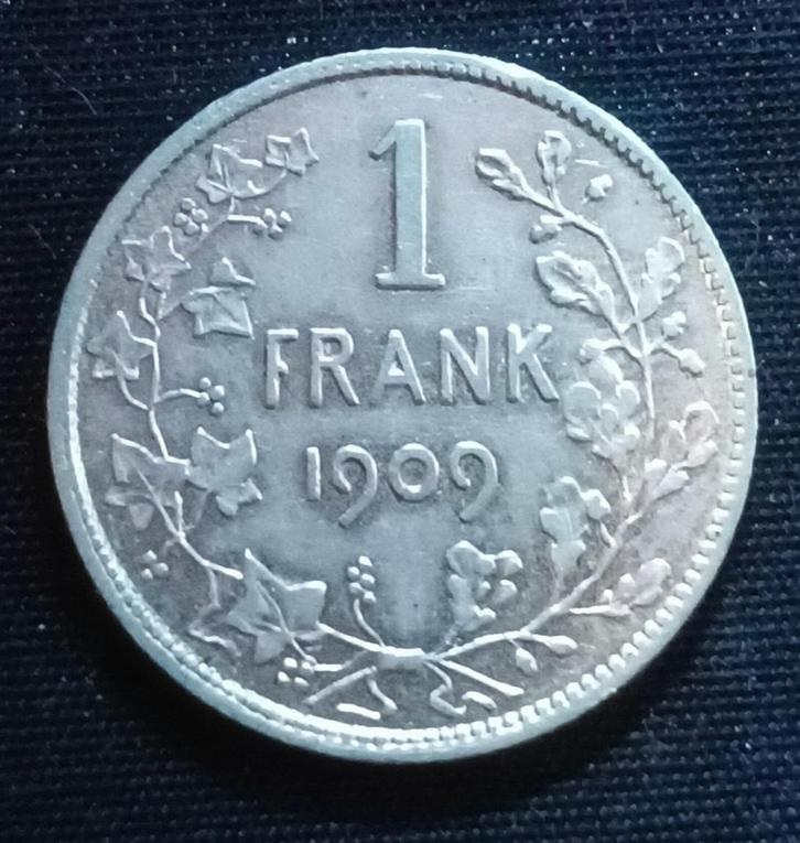 1 franc VL 1909 (Th sans point) - Léopold II, Timbres & Monnaies, Monnaies | Belgique, Monnaie en vrac, Argent, Argent, Envoi