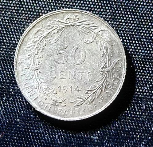 50 cent 1914 FR, Albert I, Postzegels en Munten, Munten | België, Losse munt, Zilver, Zilver, Verzenden