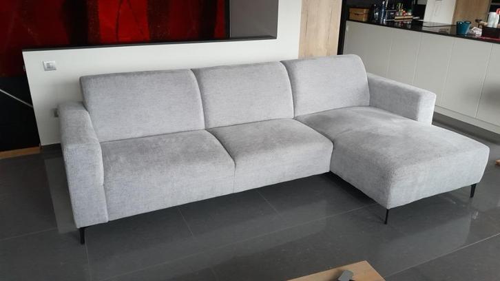 Bankstel met longchair, Huis en Inrichting, Zetels | Zetels en Chaises Longues, Gebruikt, Vierpersoons of meer, 250 tot 300 cm