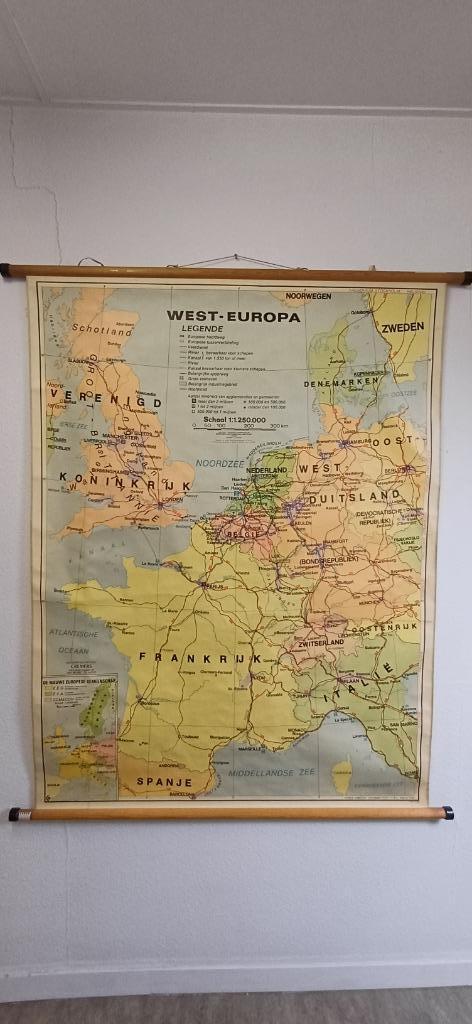 schoolkaart West-Europa door Cremers, Antiek en Kunst, Antiek | Schoolplaten, Aardrijkskunde, Ophalen