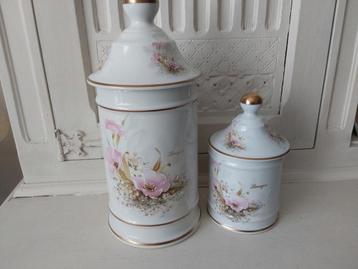limoge france porcelaine potten 2 stuks ’pioenroos" beschikbaar voor biedingen