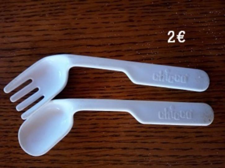 couverts pour bébé Chicco 2€ inox 8€ et 8€ TBE et ..., Kinderen en Baby's, Overige Kinderen en Baby's, Gebruikt, Ophalen of Verzenden