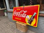 Coca Cola emaille reclamebord 1957, Verzamelen, Ophalen, Gebruikt, Reclamebord