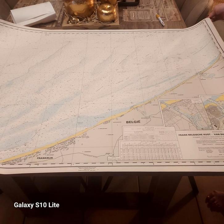 Carte hydrographique Côte. Belge., Antiek en Kunst, Kunst | Litho's en Zeefdrukken, Ophalen