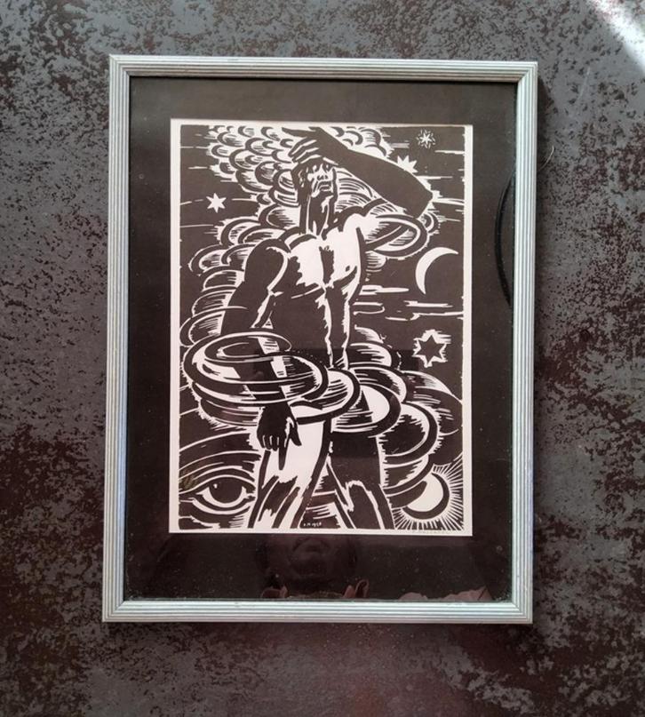 Houtsnede De Krijger 1950 van Frans Masereel, Antiek en Kunst, Kunst | Etsen en Gravures, Ophalen of Verzenden