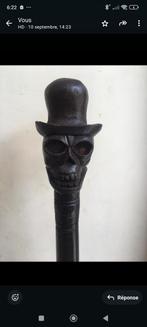 canne en bois de suar 100 cm motif tête de mort, Ophalen of Verzenden