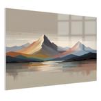 Paysage de montagne abstrait aux tons colorés Peinture sur v, 100 à 125 cm, Envoi, Création originale, 50 à 75 cm
