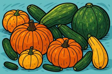 Pompoenen en courgettes  beschikbaar voor biedingen