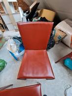6 Chaises de salle à manger en cuir bordeau à DONNER, Huis en Inrichting, Stoelen, Overige kleuren, Leer, Ophalen of Verzenden
