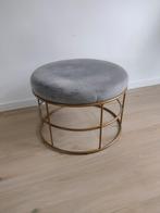 Grote Poef brons / grijs velours, Huis en Inrichting, Ophalen, Metaal, 50 tot 75 cm, 50 tot 75 cm