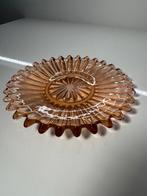 Vintage geperst glazen schaaltje – amberkleur – 17 cm, Antiek en Kunst, Ophalen
