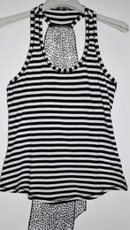Fornarina : Topje top / shirt wit-zwart gestreept, open rug, Zonder mouw, Ophalen of Verzenden, Wit, Zo goed als nieuw