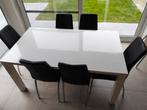 Witte glans lak eettafel, met zes stoelen, Ophalen, Gebruikt