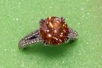 Ring  met  rose  diamant  te  koop, Handtassen en Accessoires, Ophalen of Verzenden, Wit, Goud