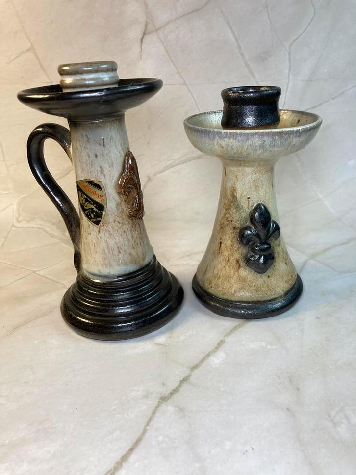 2 Bougeoir en céramique de style Stein par Theico,, Antiquités & Art, Antiquités | Céramique & Poterie, Enlèvement ou Envoi