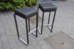 Lot de 2 tabourets de bar Kubo noir/alu, Ophalen, Gebruikt, 60 tot 90 cm, Metaal